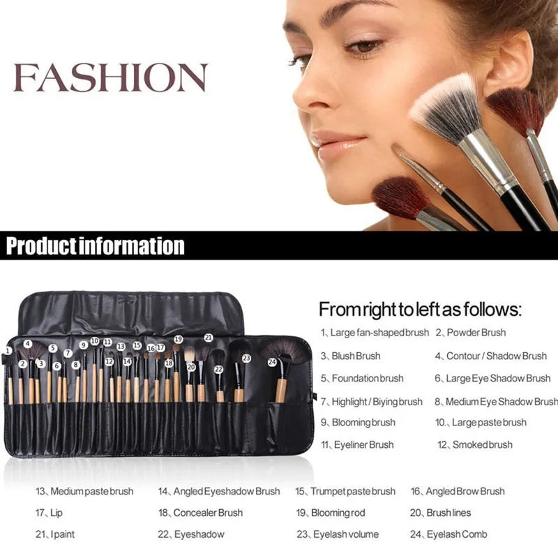 Gift Bag Of 24 Pcs Makeup Brush Sets, Professional Cosmetics Brushes Eyebrow Powder Foundation Shadows Pinceaux Make Up Tools